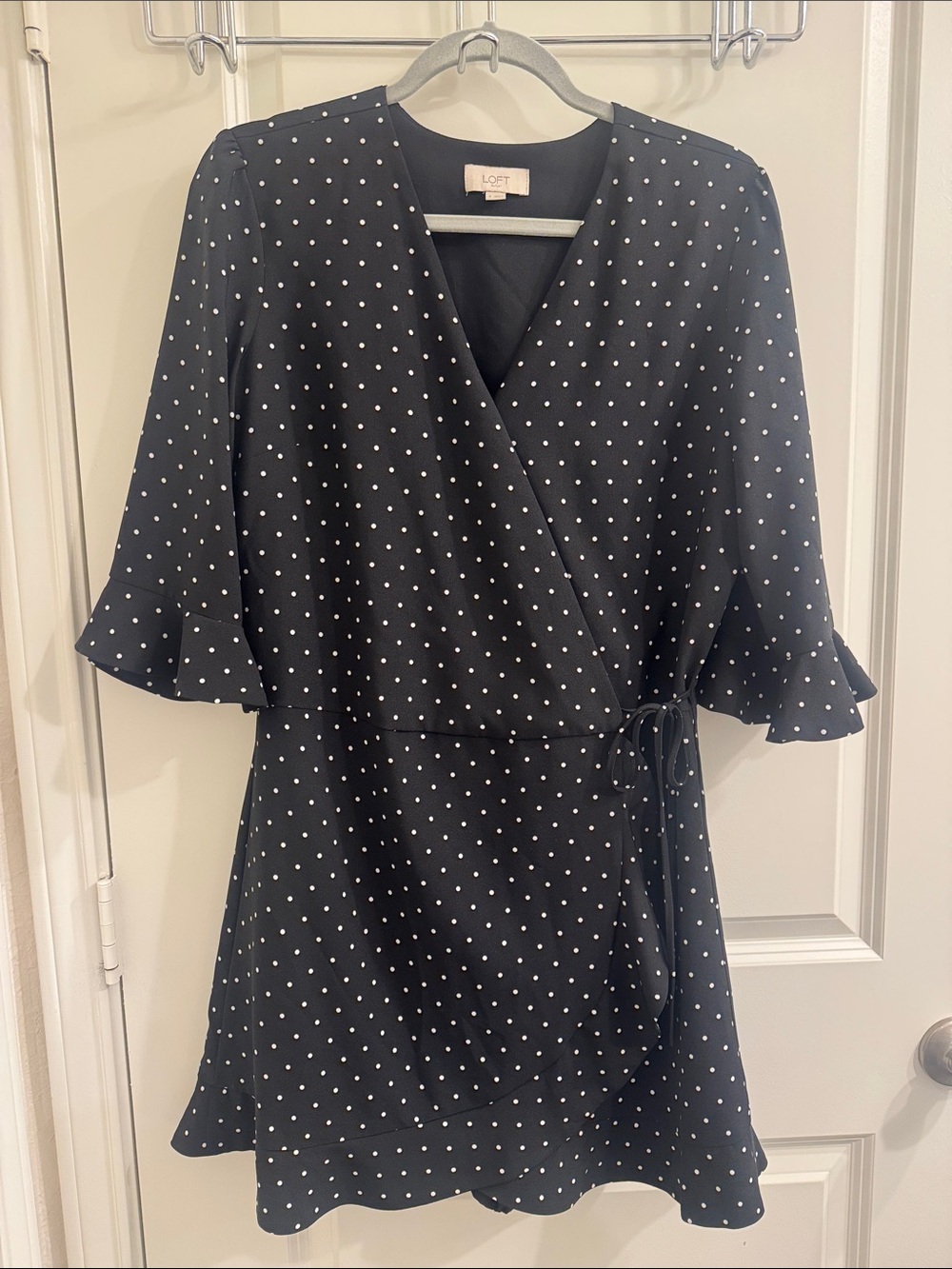 LOFT Outlet Size 8 - Black with White Polka Dot Wrap Romper